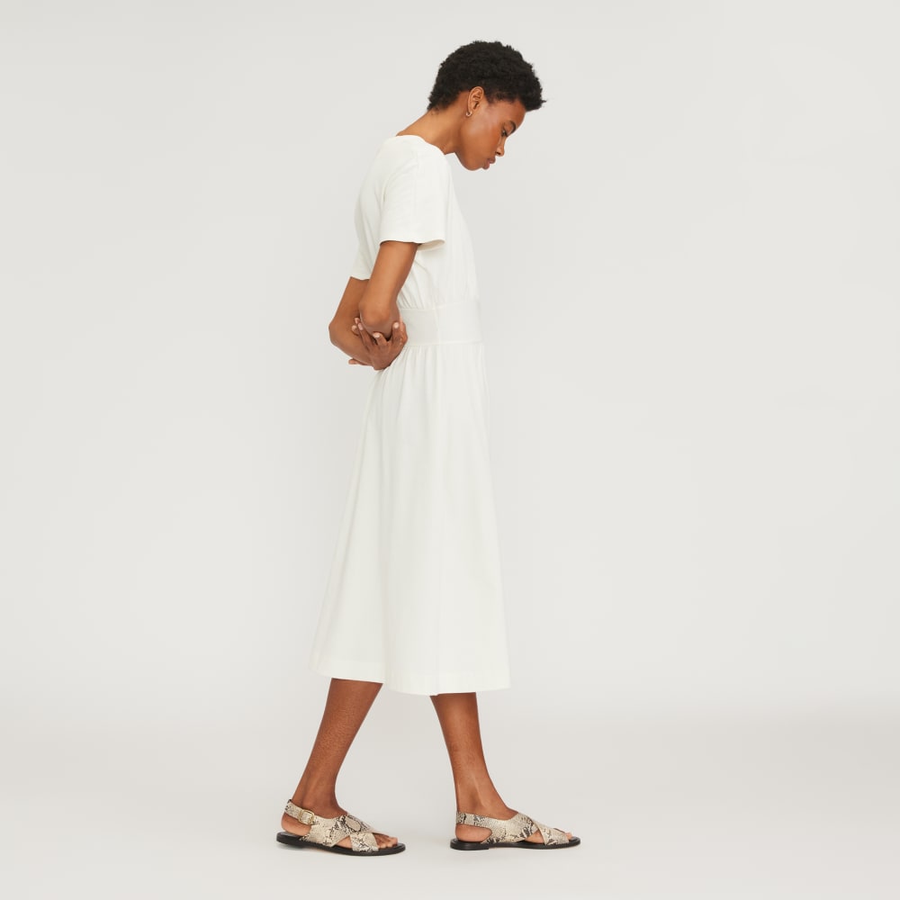The Organic Cotton Waisted Dress in Canvas — detail view