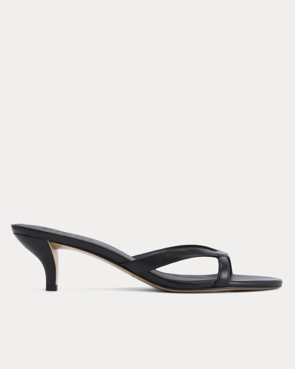 Sculpted Heel Sandal in Black Leather — front view