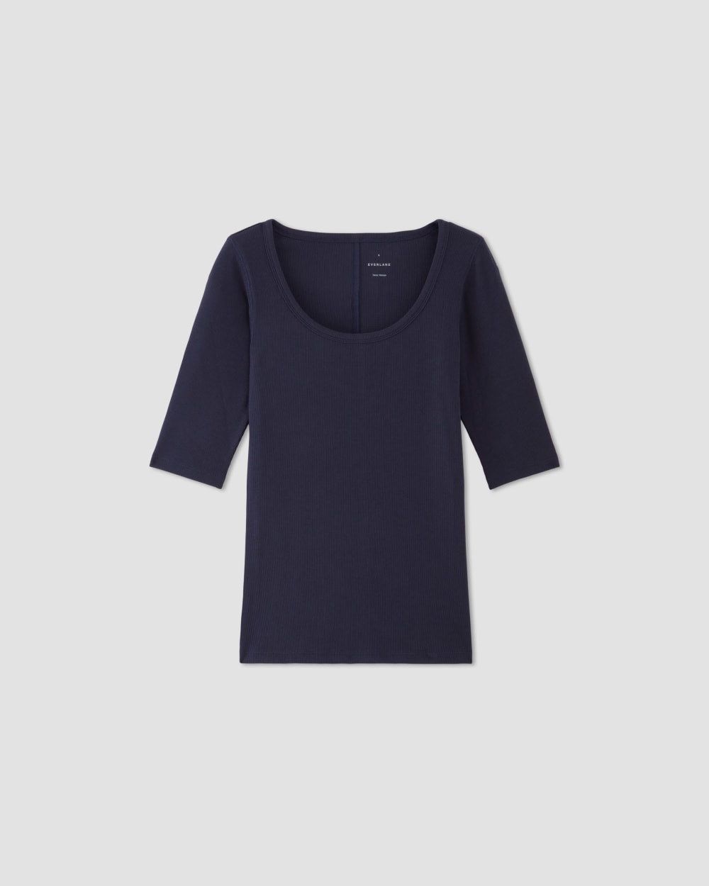 The Luxe Rib Scoop-Neck Tee in Navy — alternate view