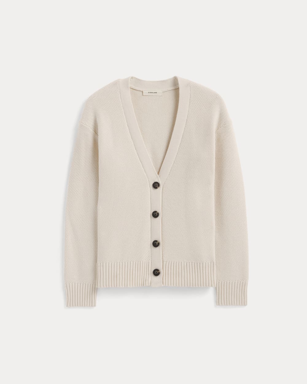 The Cotton Honeycomb Cardigan in Canvas — alternate view