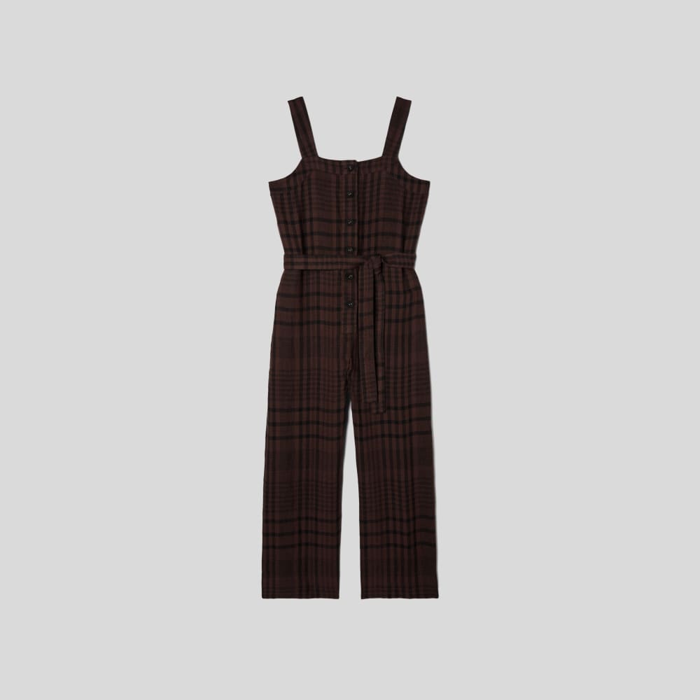 The Linen Jumpsuit in Chocolate Brown / Black — alternate view