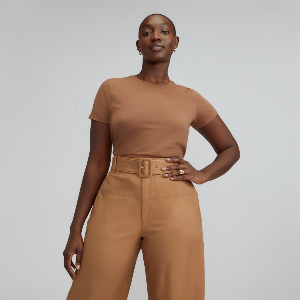 The Organic Cotton Crew Tee in Carob Brown — front view