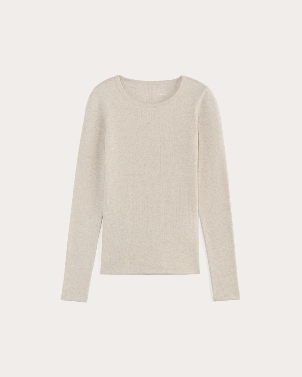 The Luxe Rib Long-Sleeve Crew in Heathered Oat — alternate view