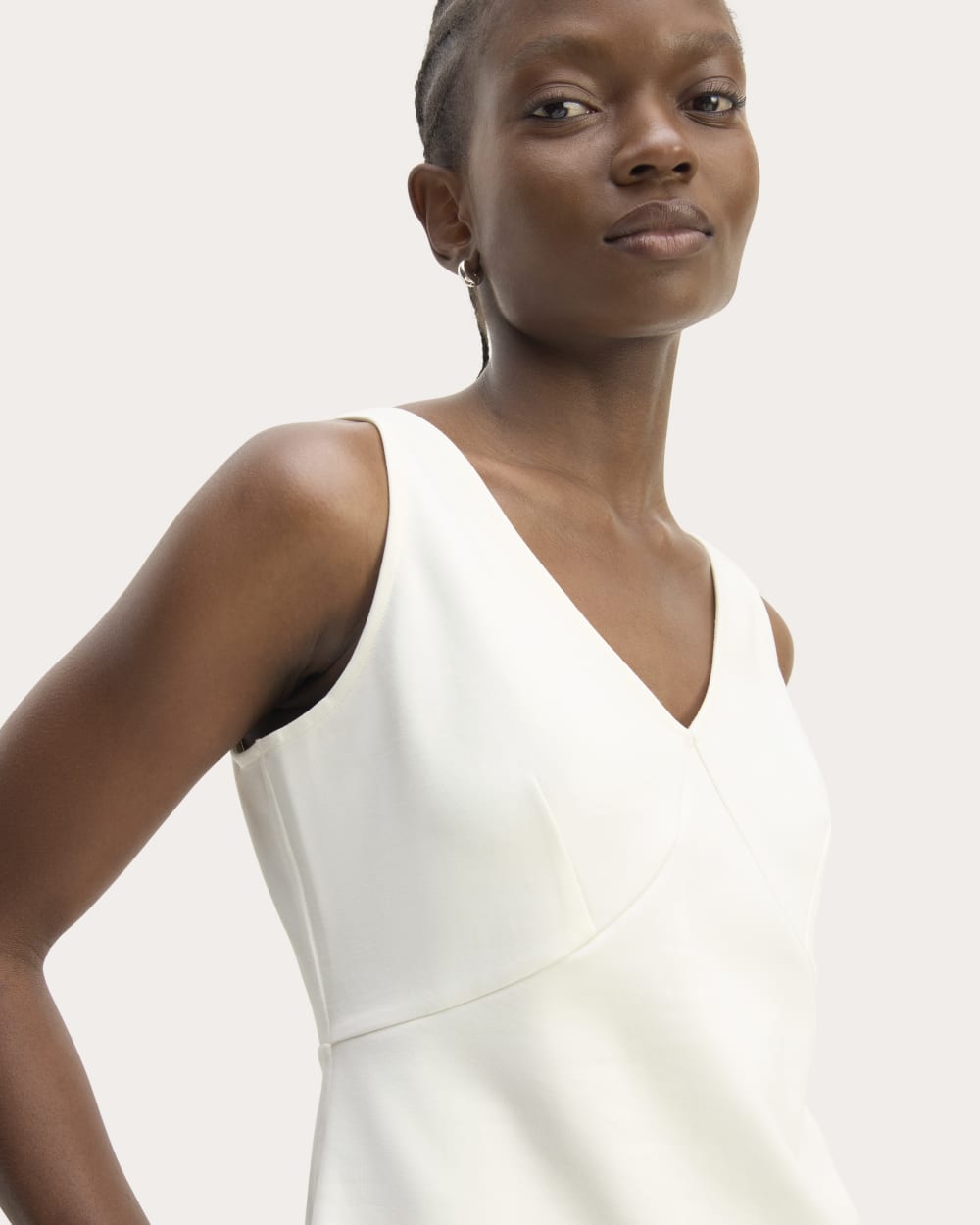 The Dream V-Neck Top in Bone — front view