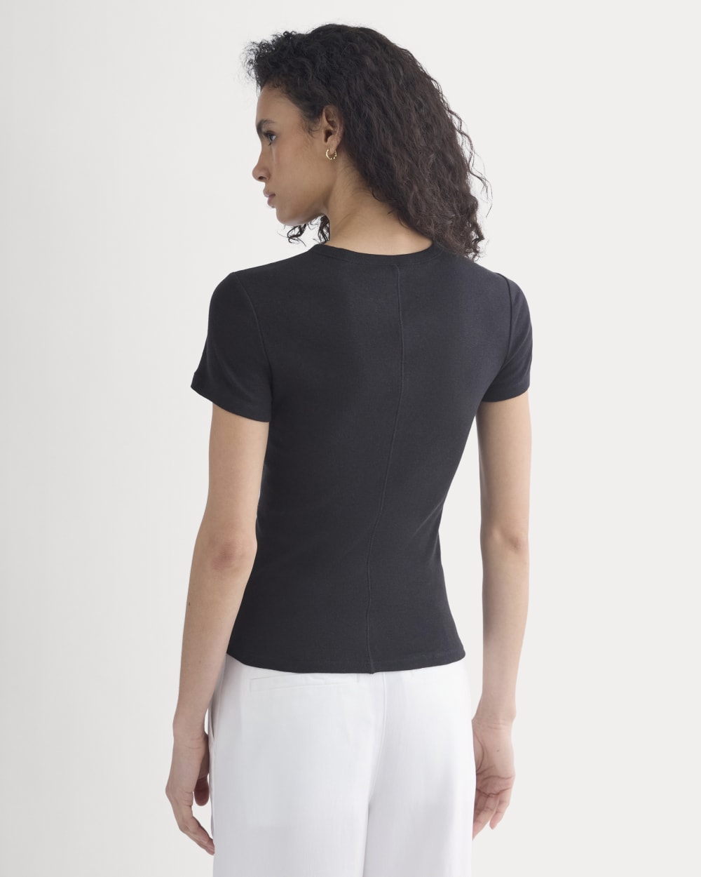 Tissue Short-Sleeve Crew in Black — detail view