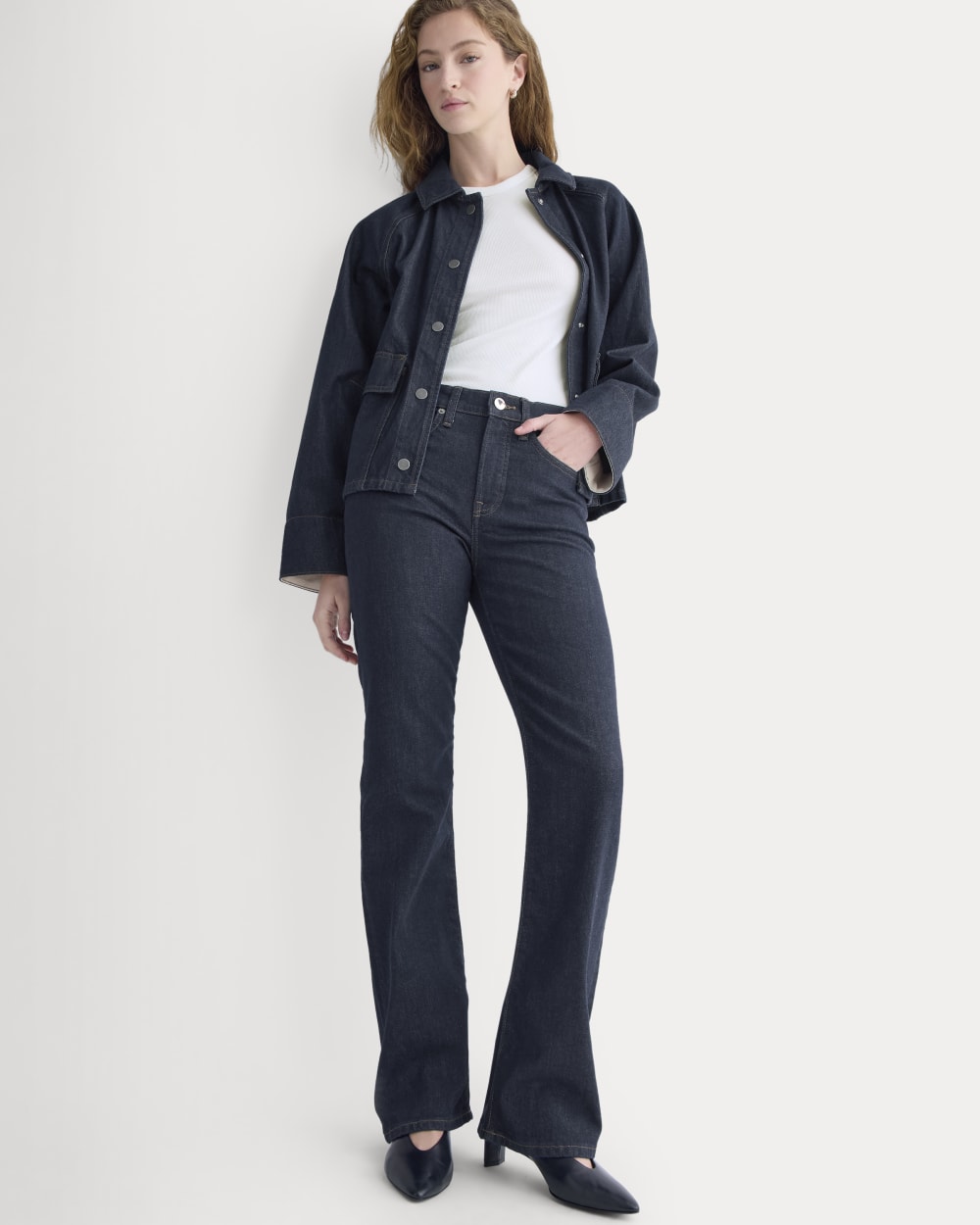 High-Rise Slim Bootcut Jean in Pure Blue — front view