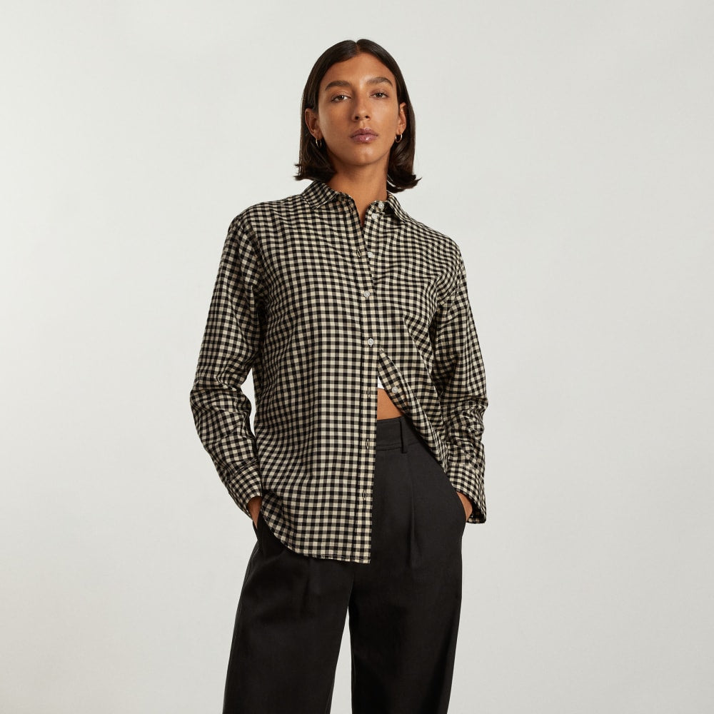The Must-Have Shirt in Silky Cotton in Black / Canvas Gingham — alternate view