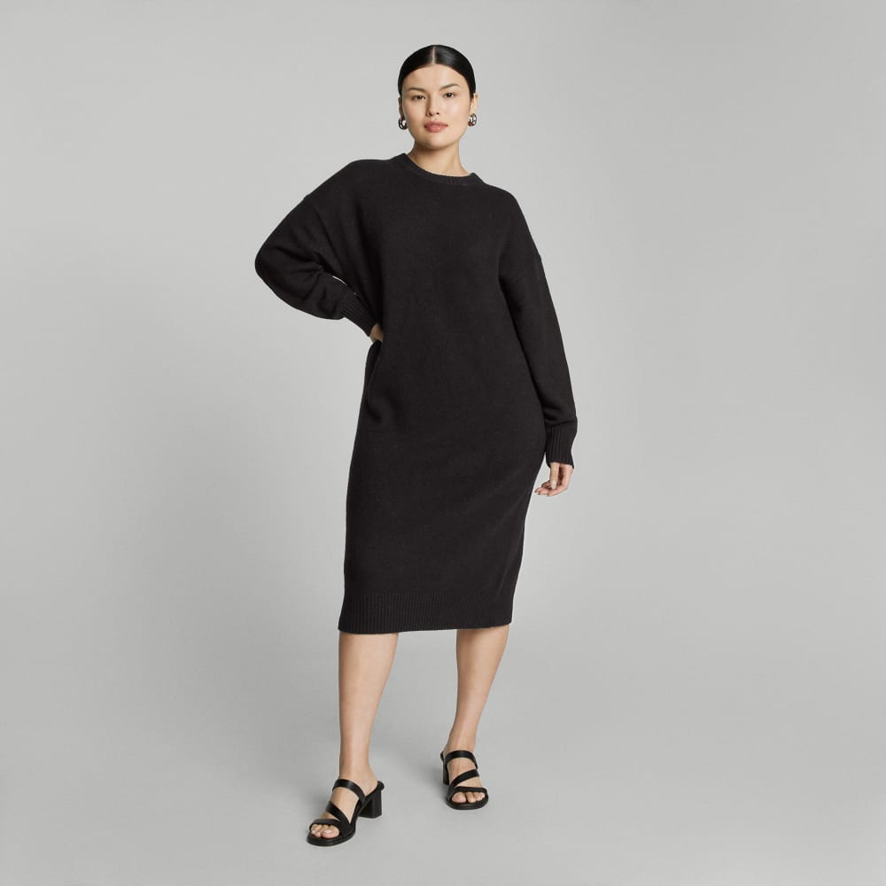 The Cashmere Midi Dress in Black — detail view