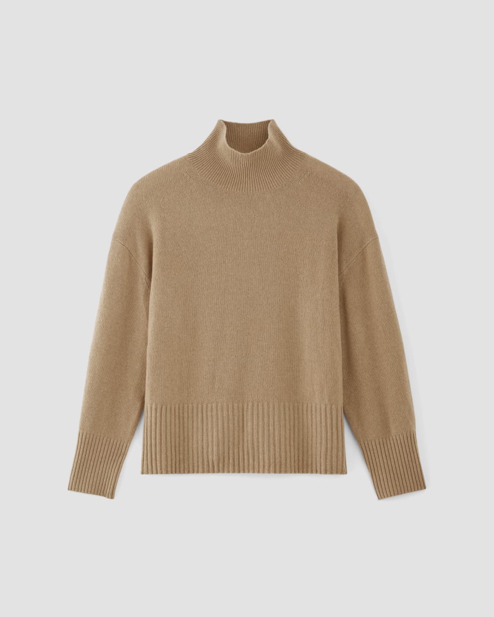 The Cashmere Oversized Turtleneck in Light Camel — alternate view