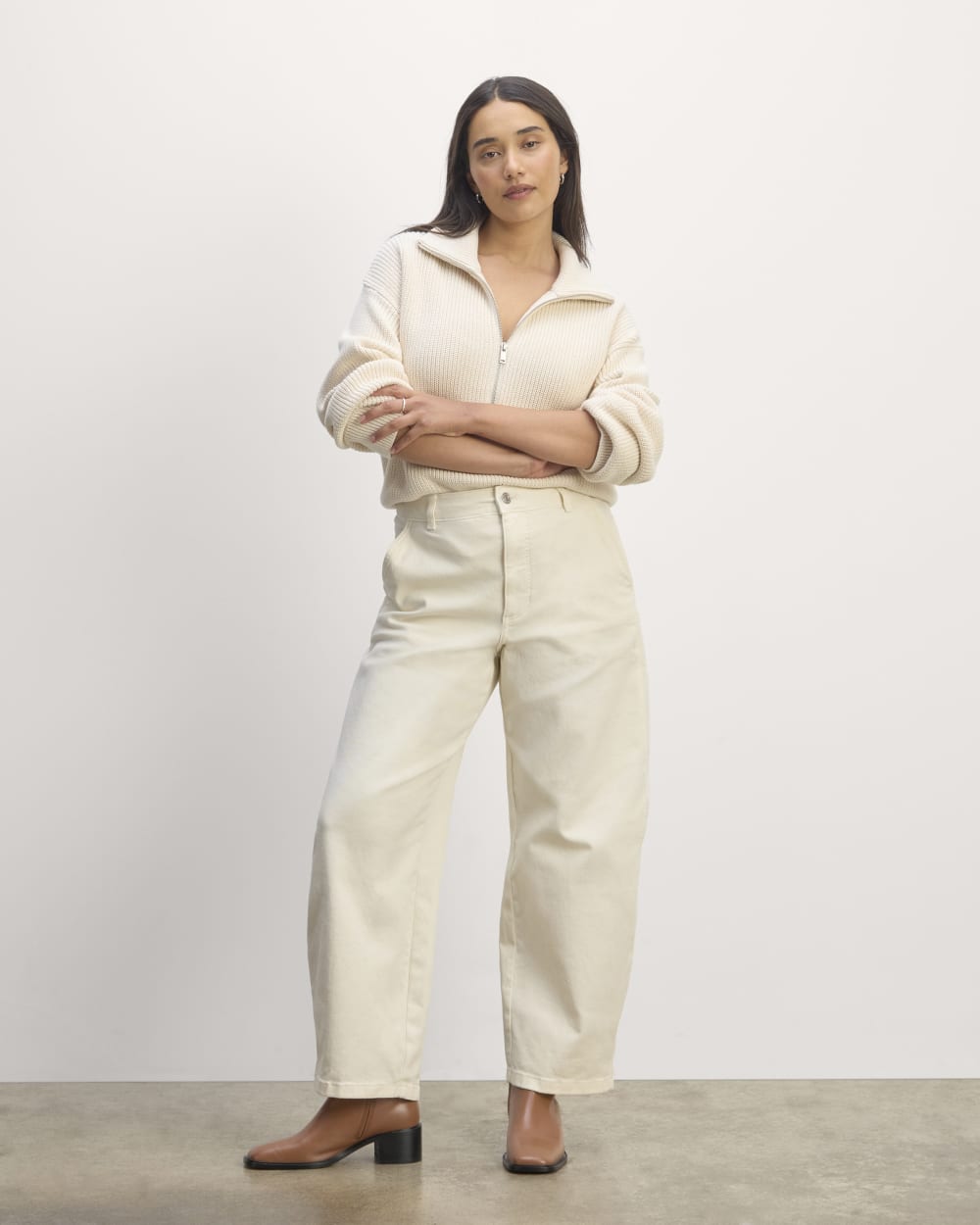 The Utility Curve Pant in Bone — front view
