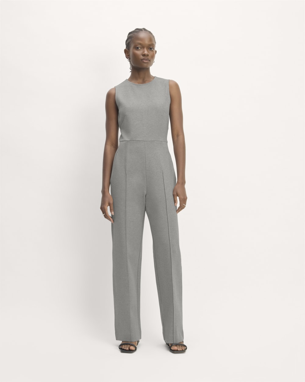 The Dream Jumpsuit in Mid Heather Grey — detail view