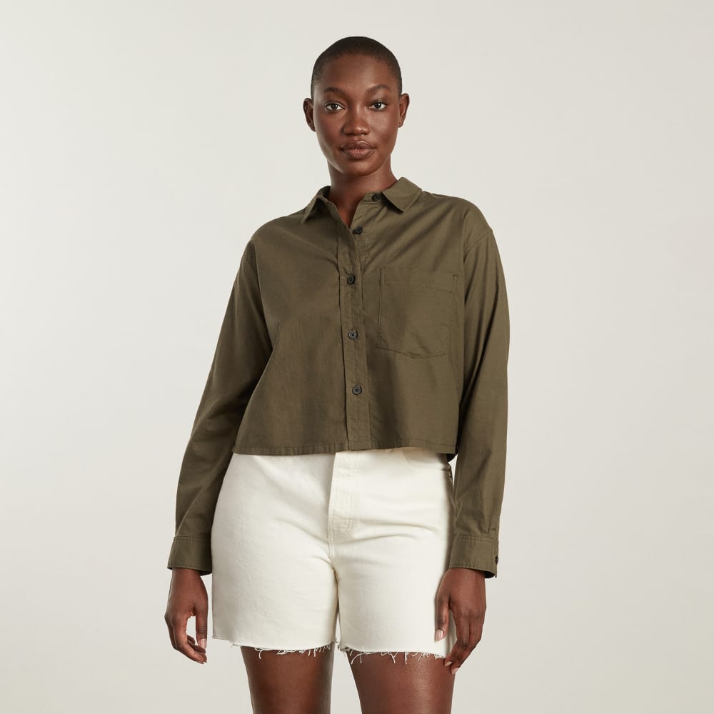 The Way-Short Shirt in Silky Cotton in Beech — front view
