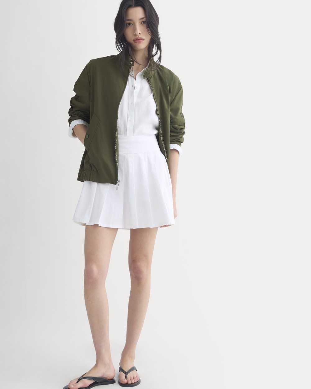 Utility Pleated Mini Skirt in White — detail view