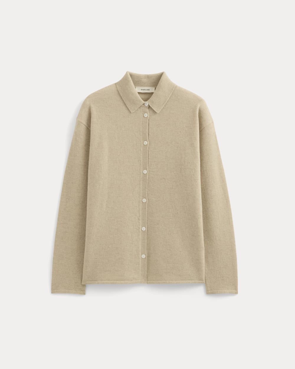 Cashmere Button-Up Shirt in Heather Light Camel — alternate view