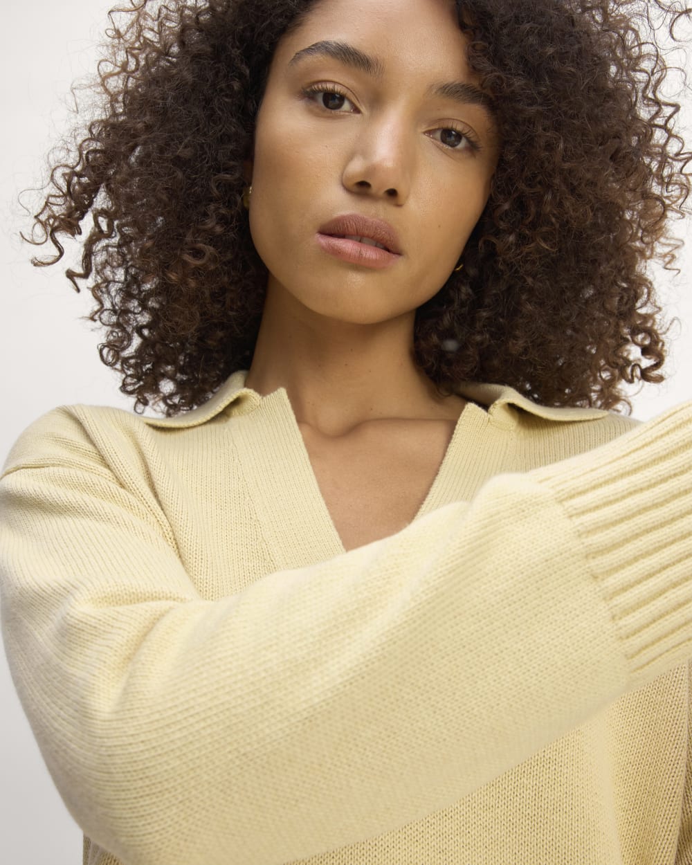The Boxy Polo in Everyday Cotton in Parsnip — detail view