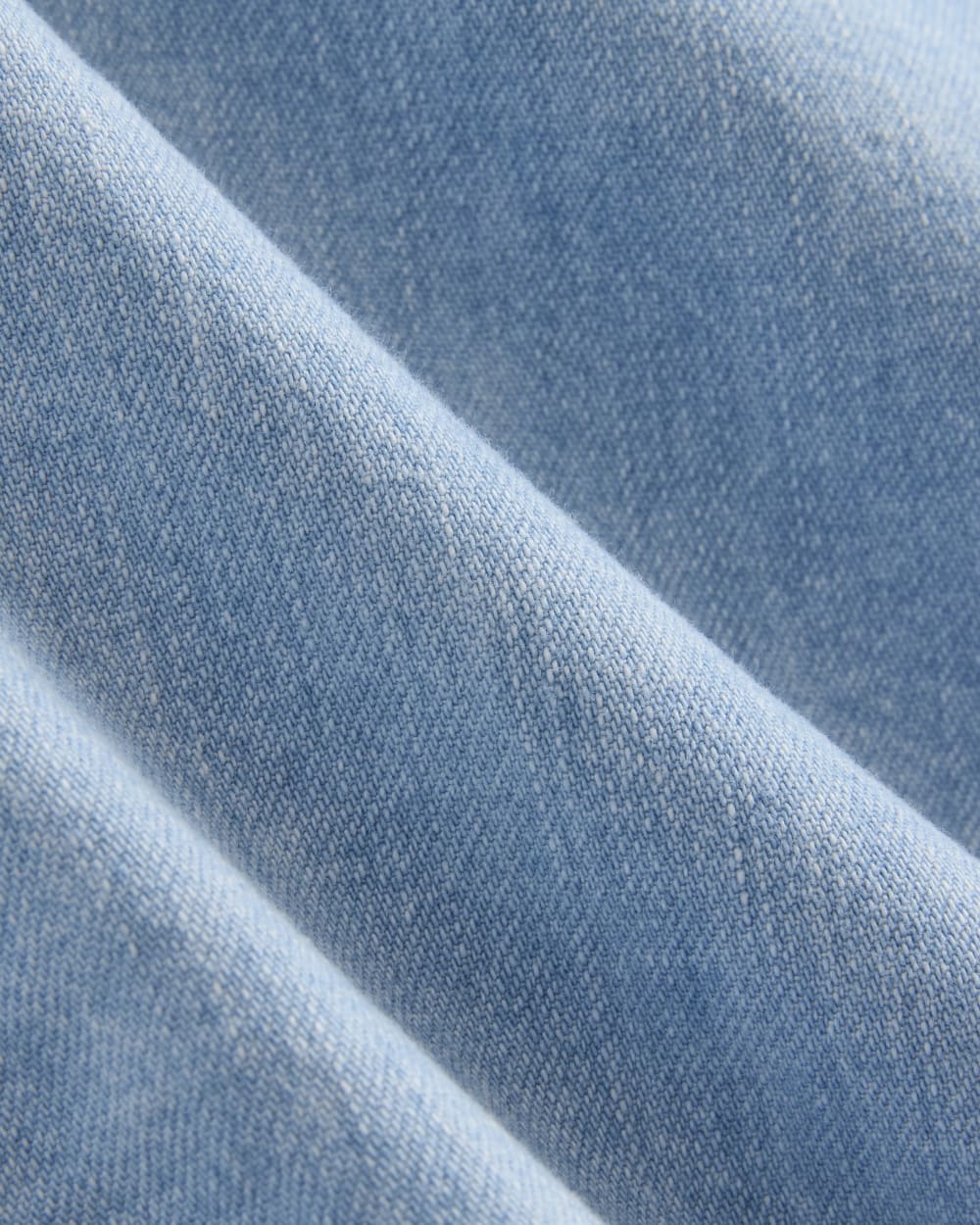 Cropped Boxy Denim Shirt in Light Indigo — detail view