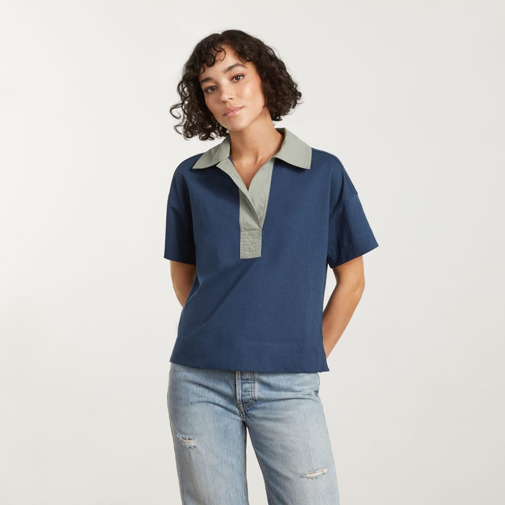 The Retro Jersey Polo in Atlantic / Smoke — alternate view