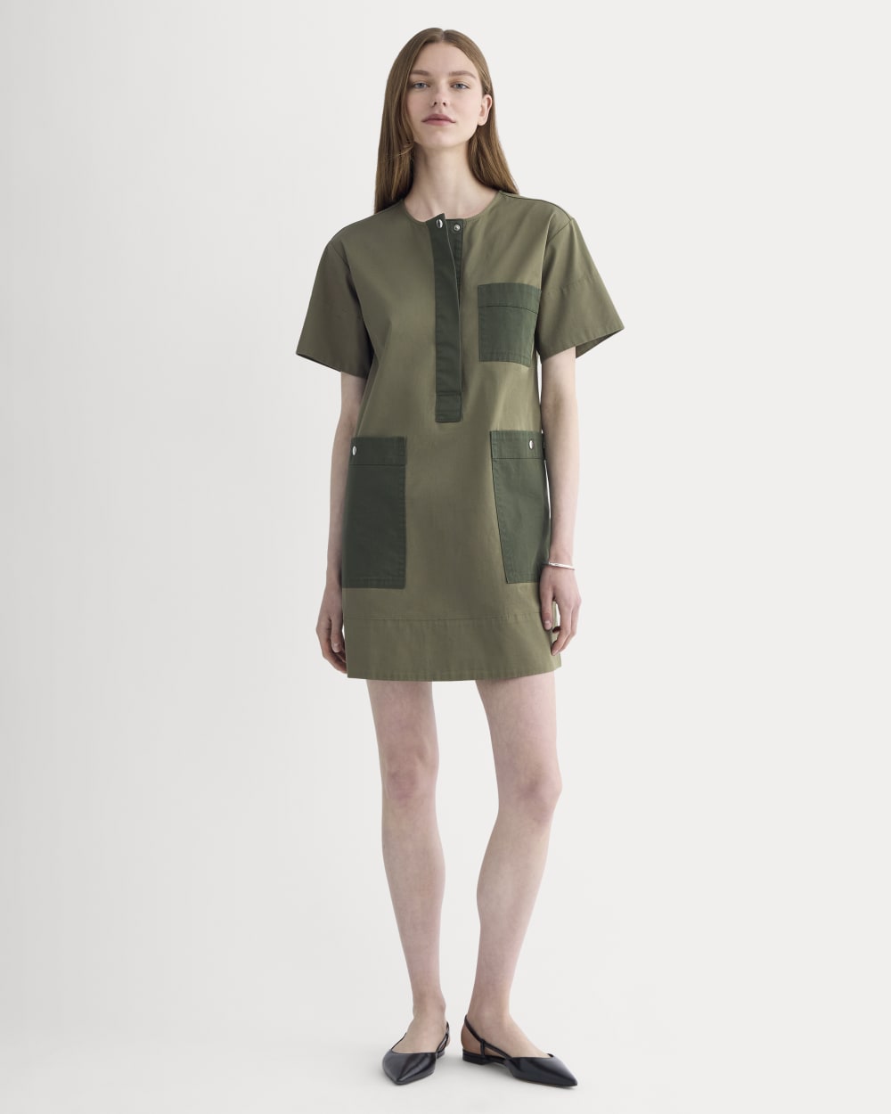 The Safari Mini Dress in Kalamata / Duffel Bag — front view