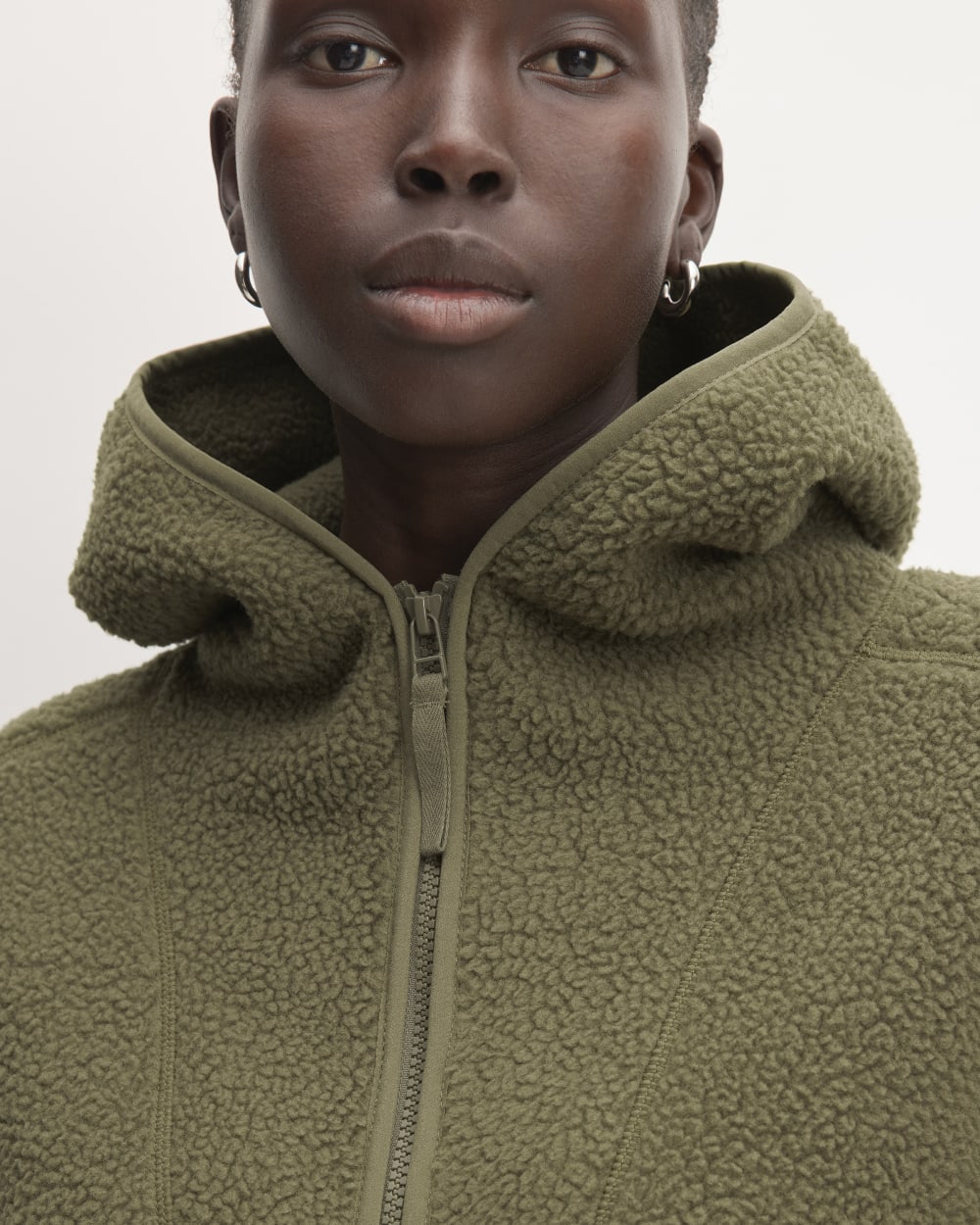 The ReNew Fleece Full-Zip Hoodie in Kalamata — detail view