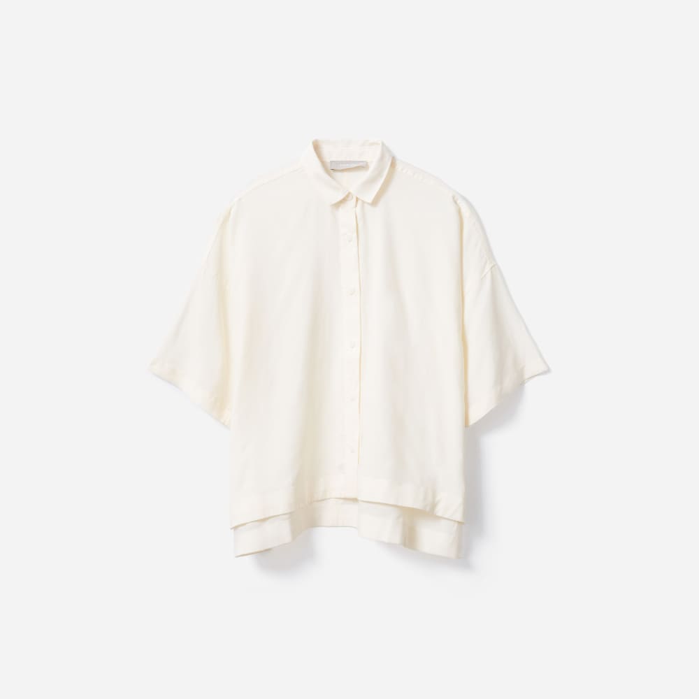 The Drapey Square Shirt in Bone — front view