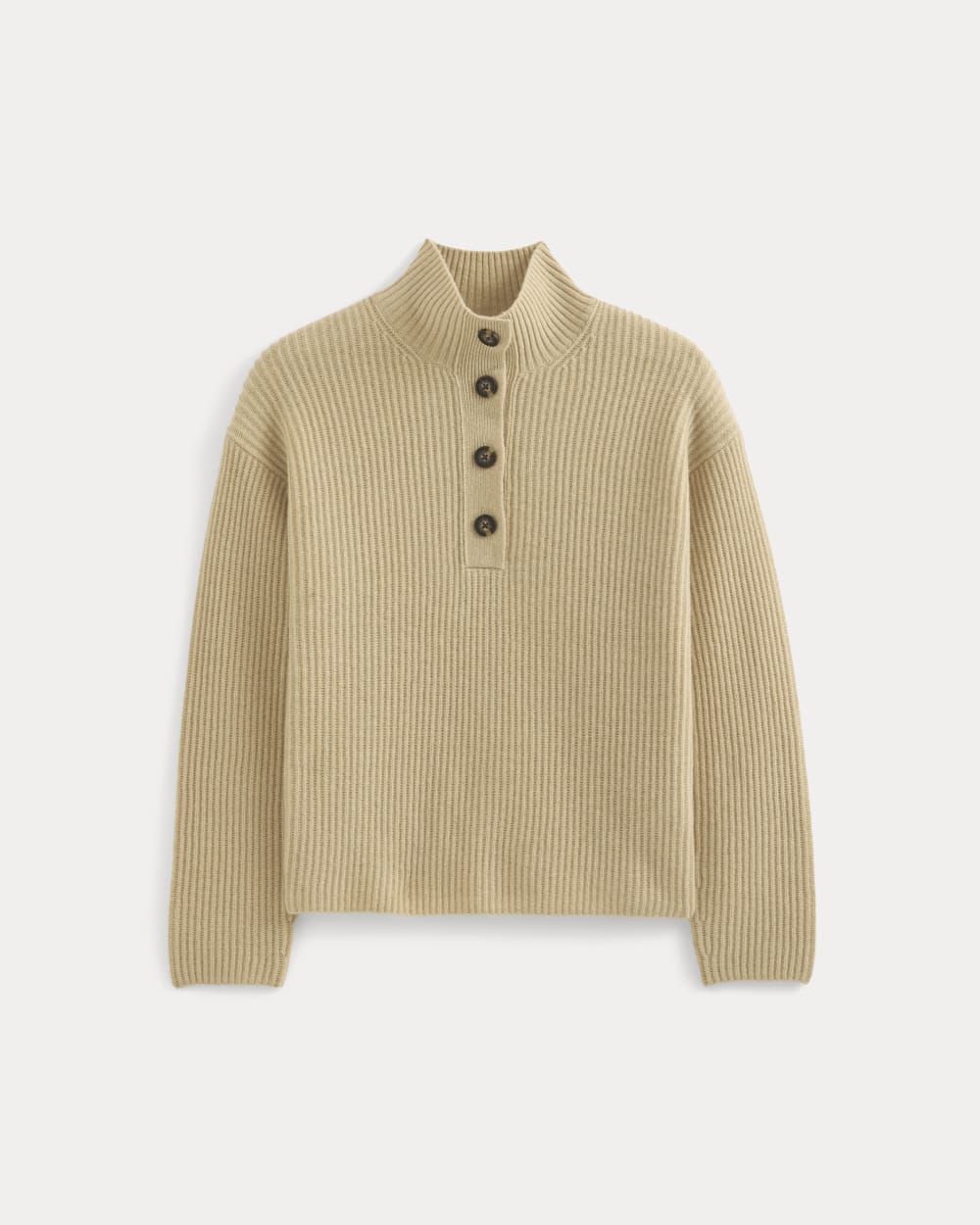 The Cocoon Henley in Wool Cashmere in Heather Light Camel — alternate view