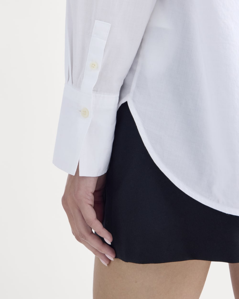 Everyday Shirt in Silky Cotton in White — detail view