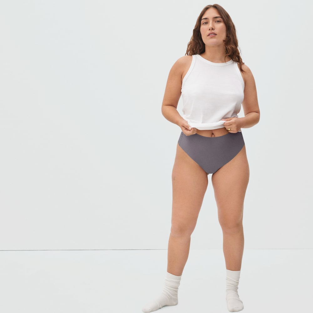 The Invisible High-Rise Thong in Plum Grey — detail view