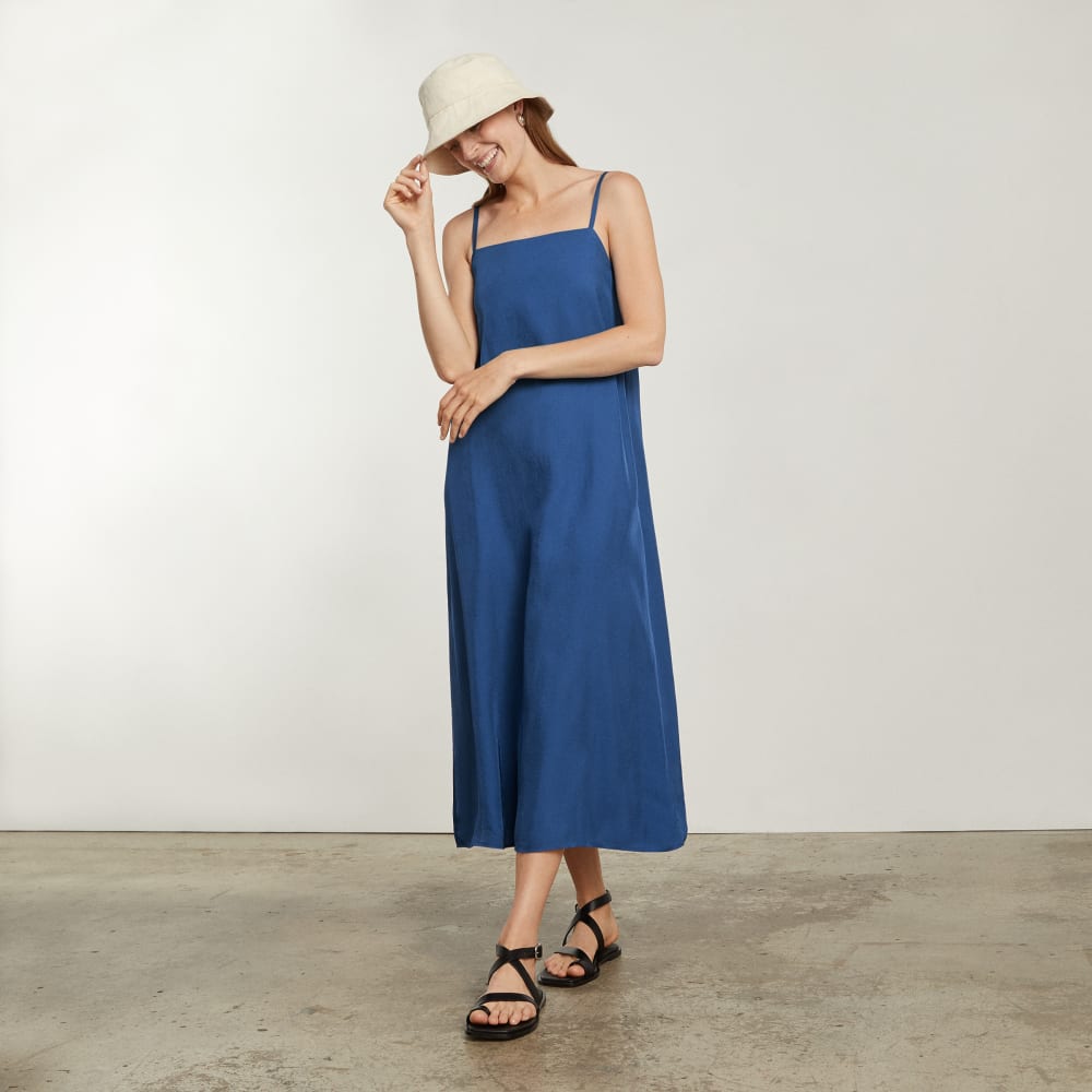 The Japanese GoWeave®  Slip Dress in Deep Blue — detail view