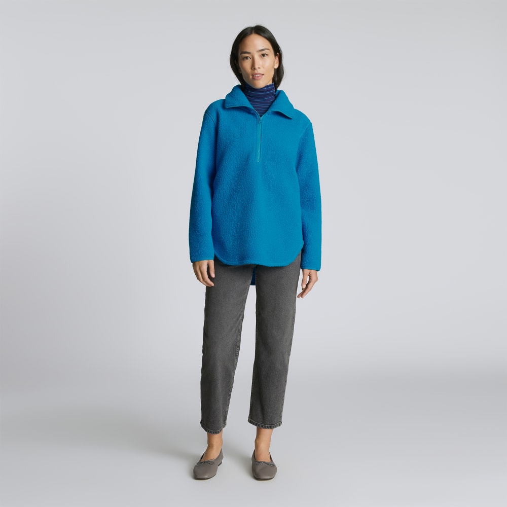 The ReNew Fleece Half-Zip in Horizon Blue — detail view