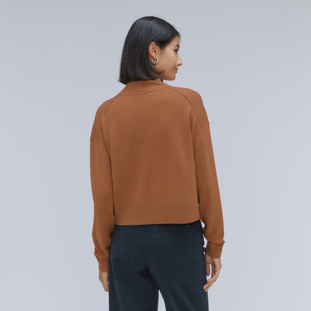 The Luxe Merino Turtleneck in Tawny Brown — detail view