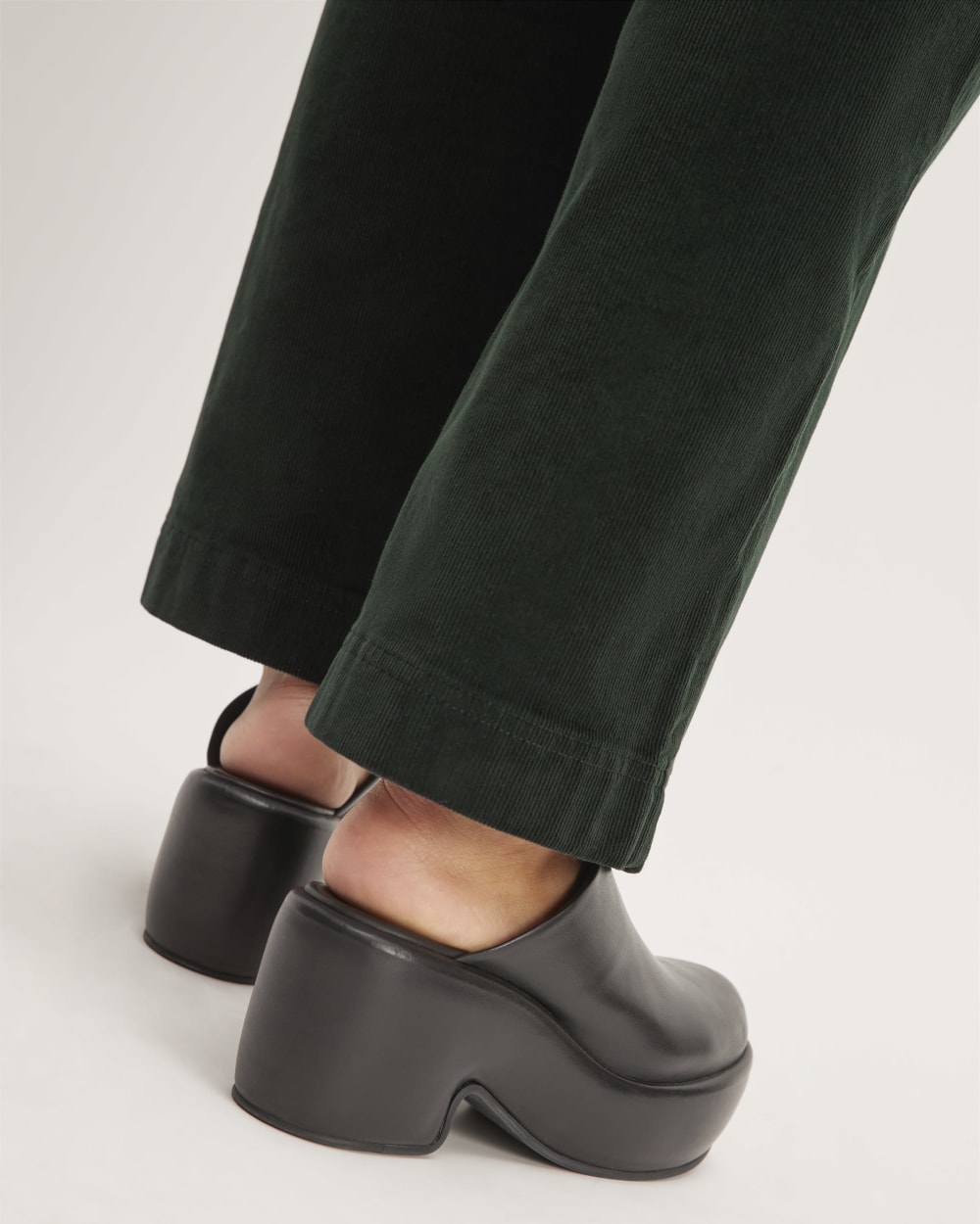 The Corduroy Wide-Leg Pant in Scarab — detail view