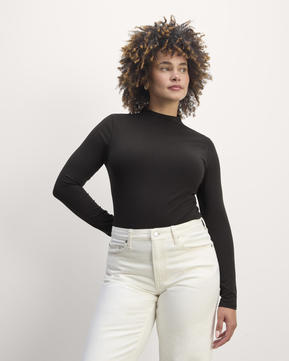 The Form Funnel-Neck Tee in Black — front view