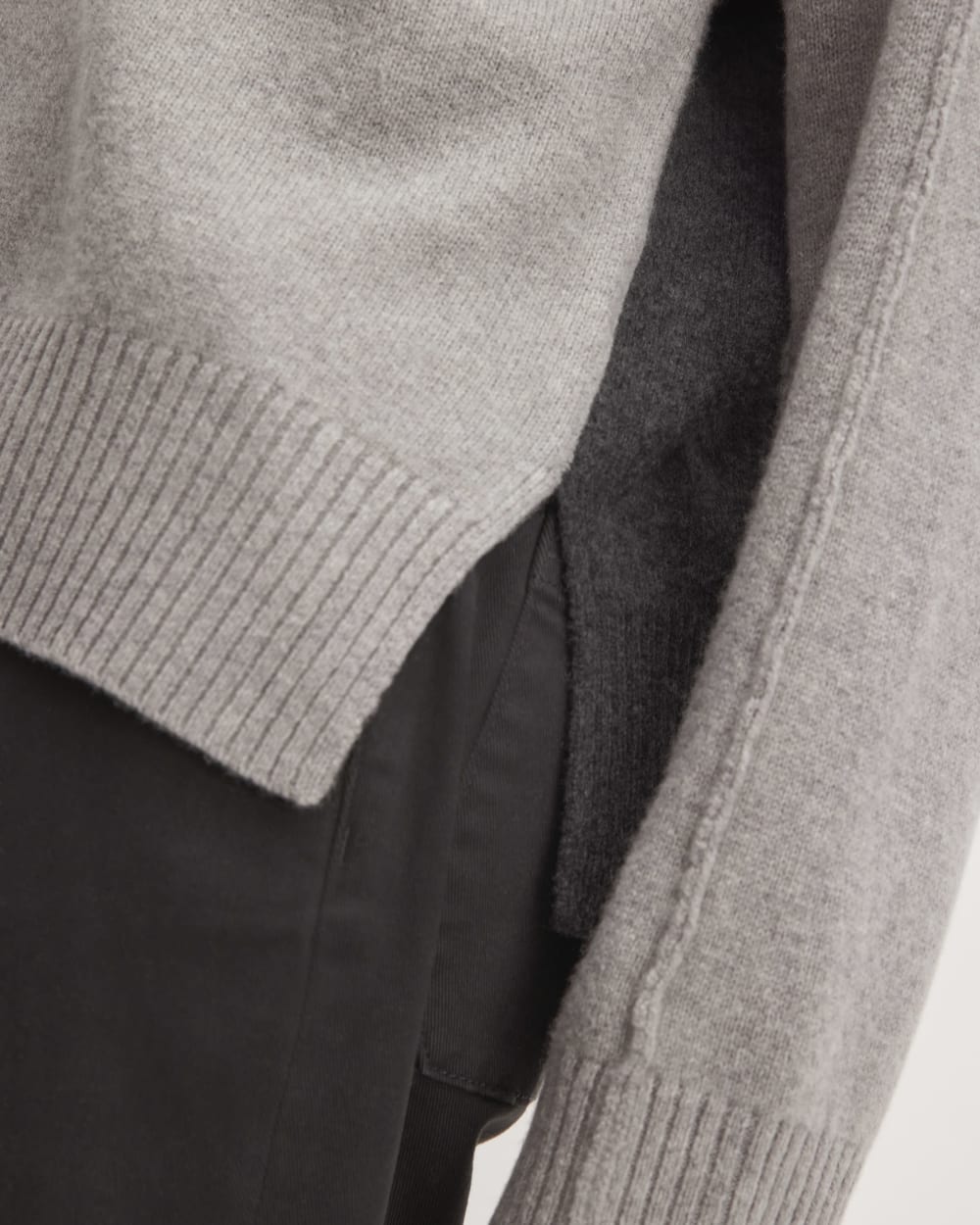 The Good Merino Wool Crewneck Sweater in Hare Grey / Graphite — detail view