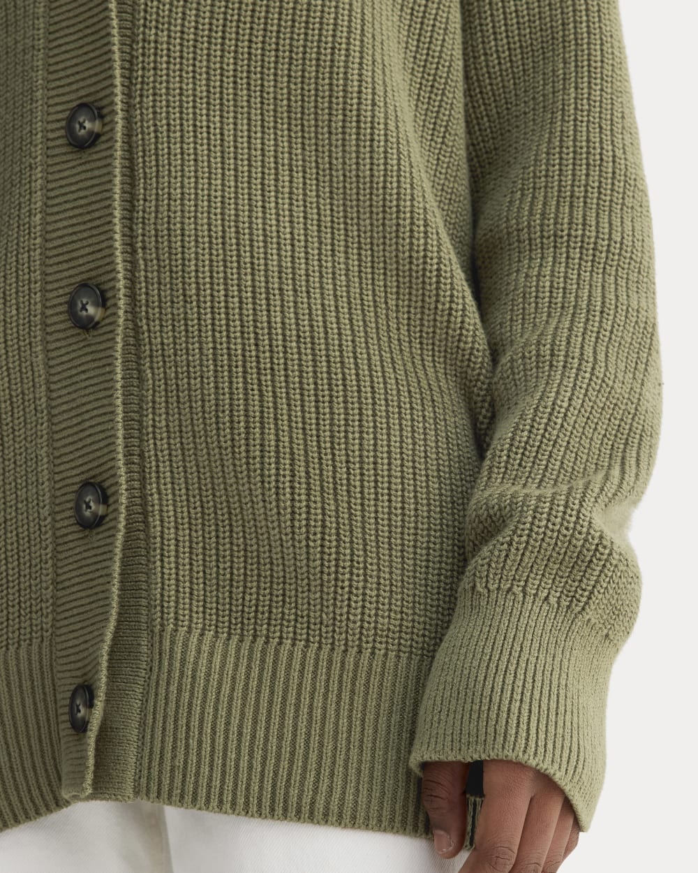 The Long Cocoon Cardigan in Kalamata — detail view