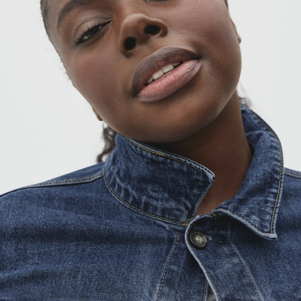 The Modern Jean Jacket in Washed Midnight — detail view