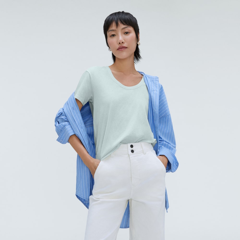 The Air Scoop-Neck Tee in Ice Blue — detail view