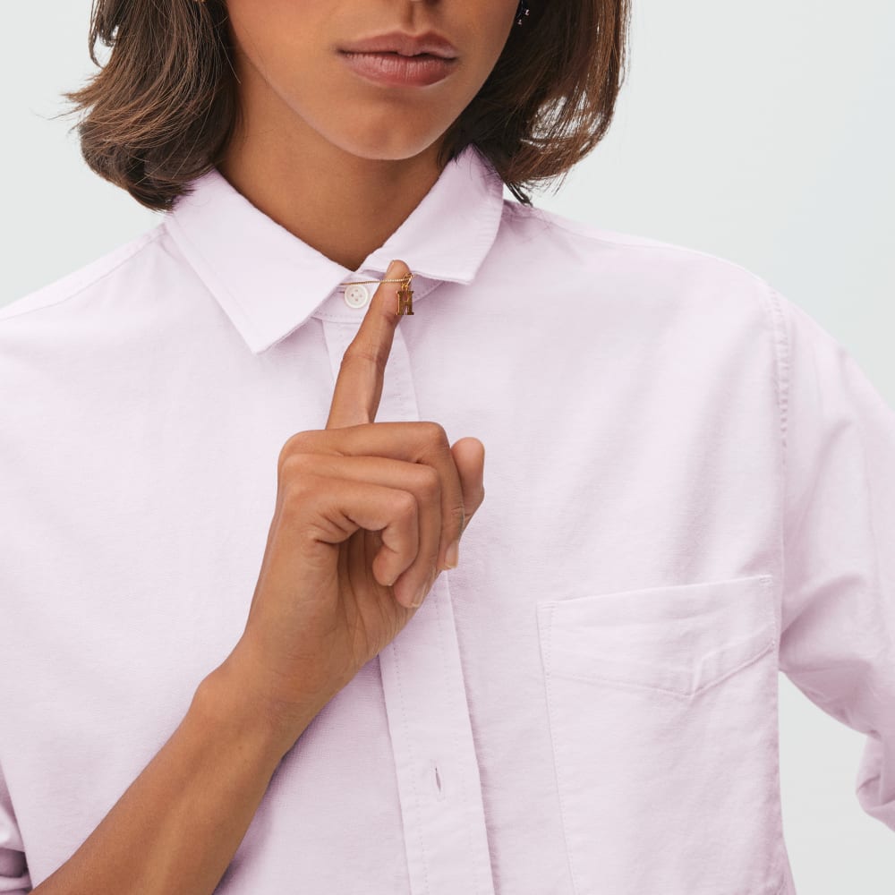 The Must-Have Oxford Shirt in Pale Pink — detail view