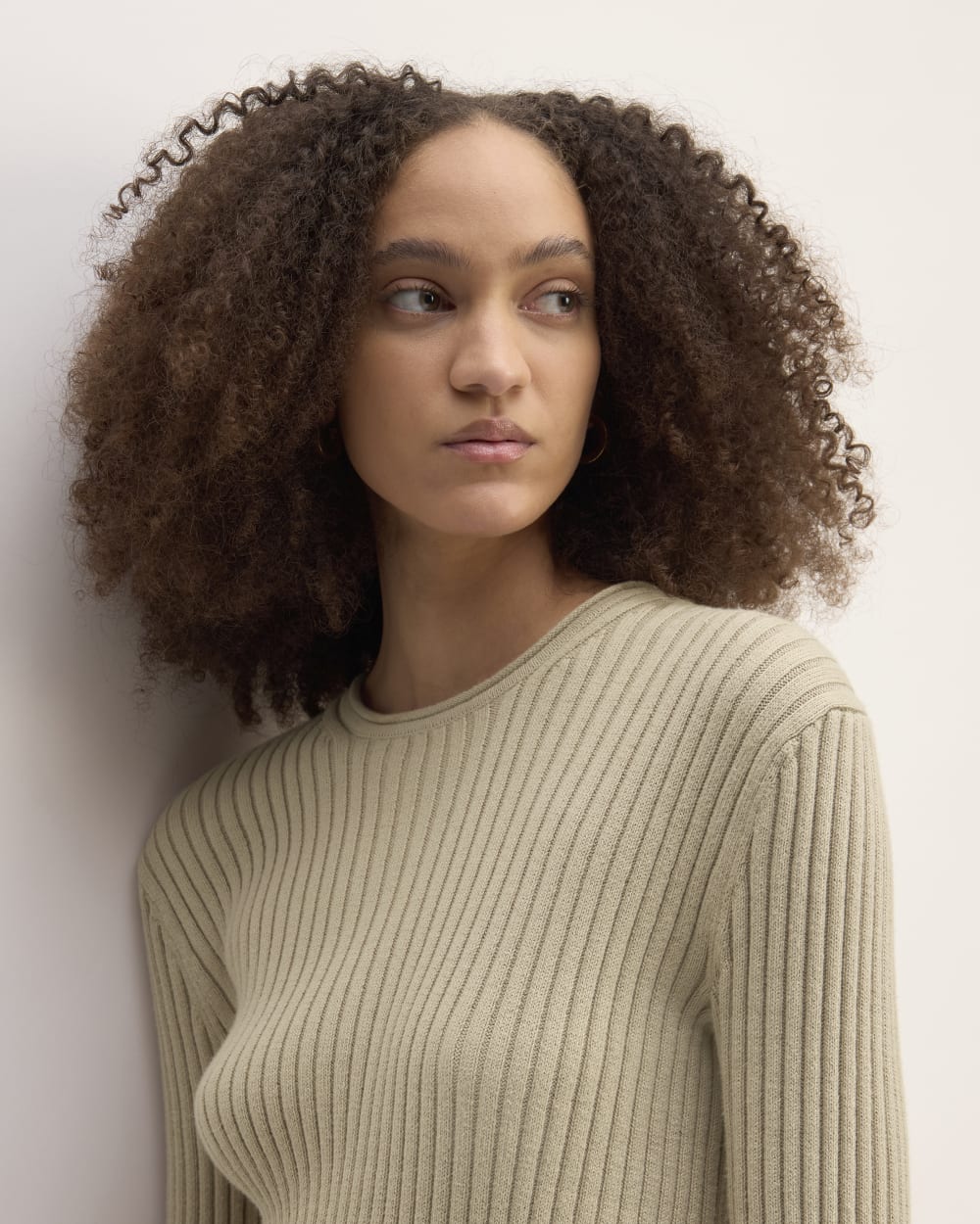 The Cotton Rib Crew in Trench Coat Khaki — detail view