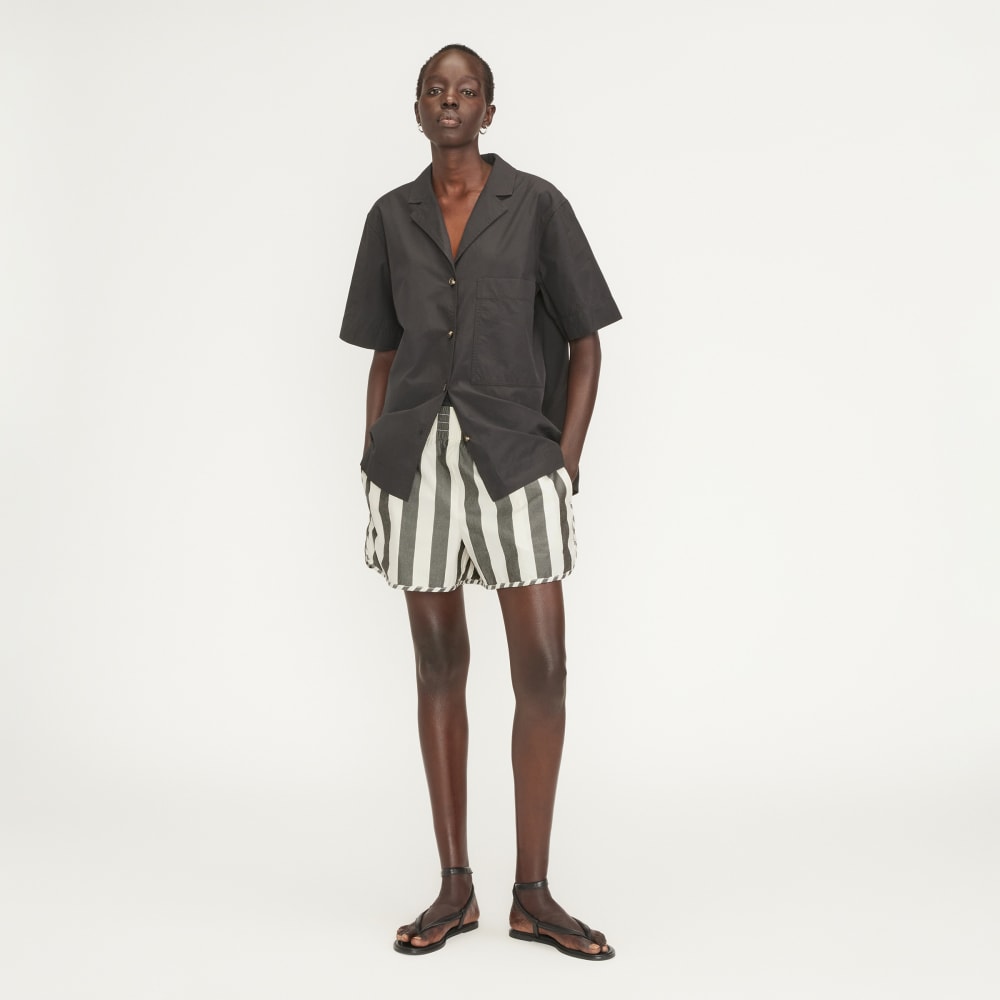 The Poplin Boxer Short in Bone / Black — detail view