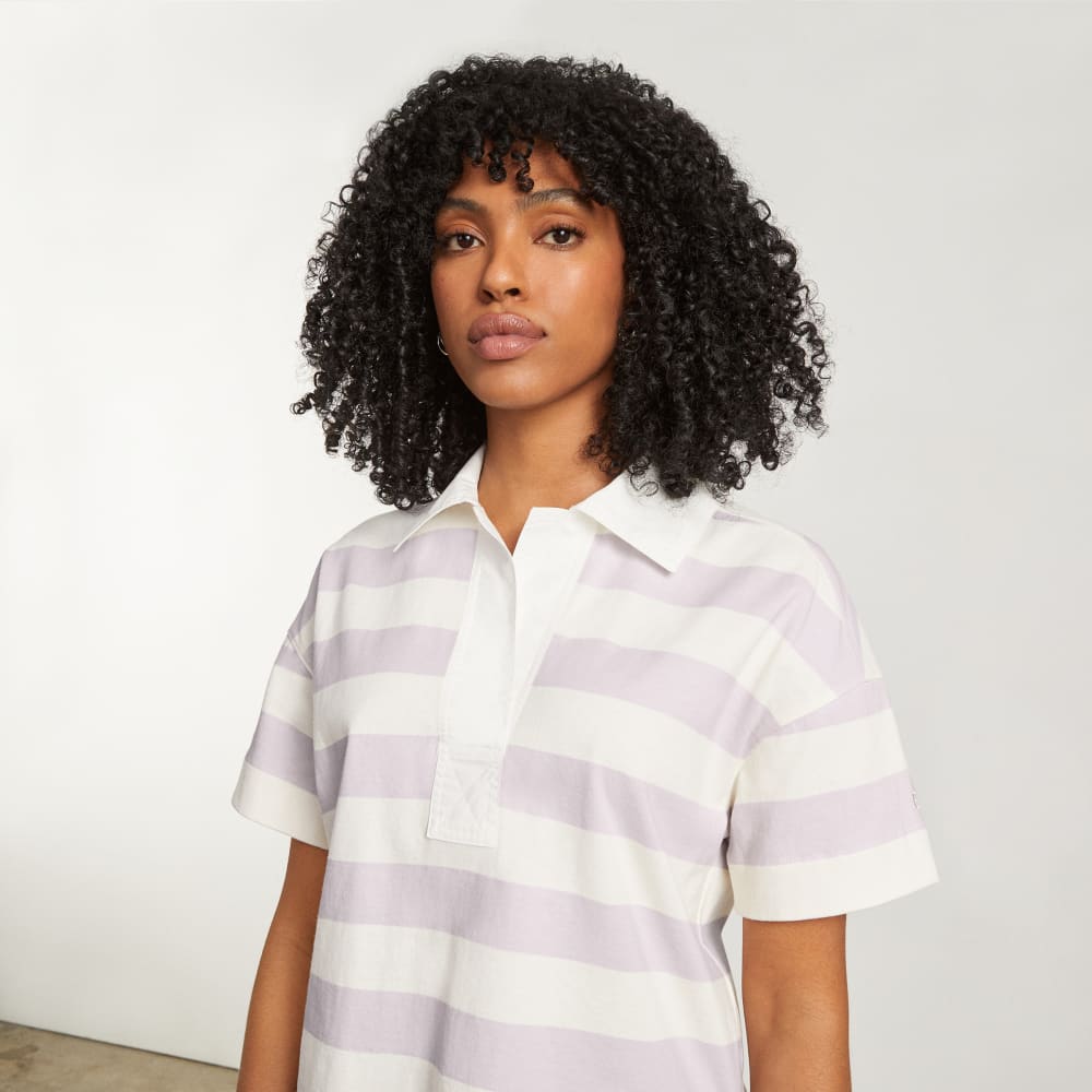The Retro Jersey Polo in Pale Orchid / Canvas — detail view