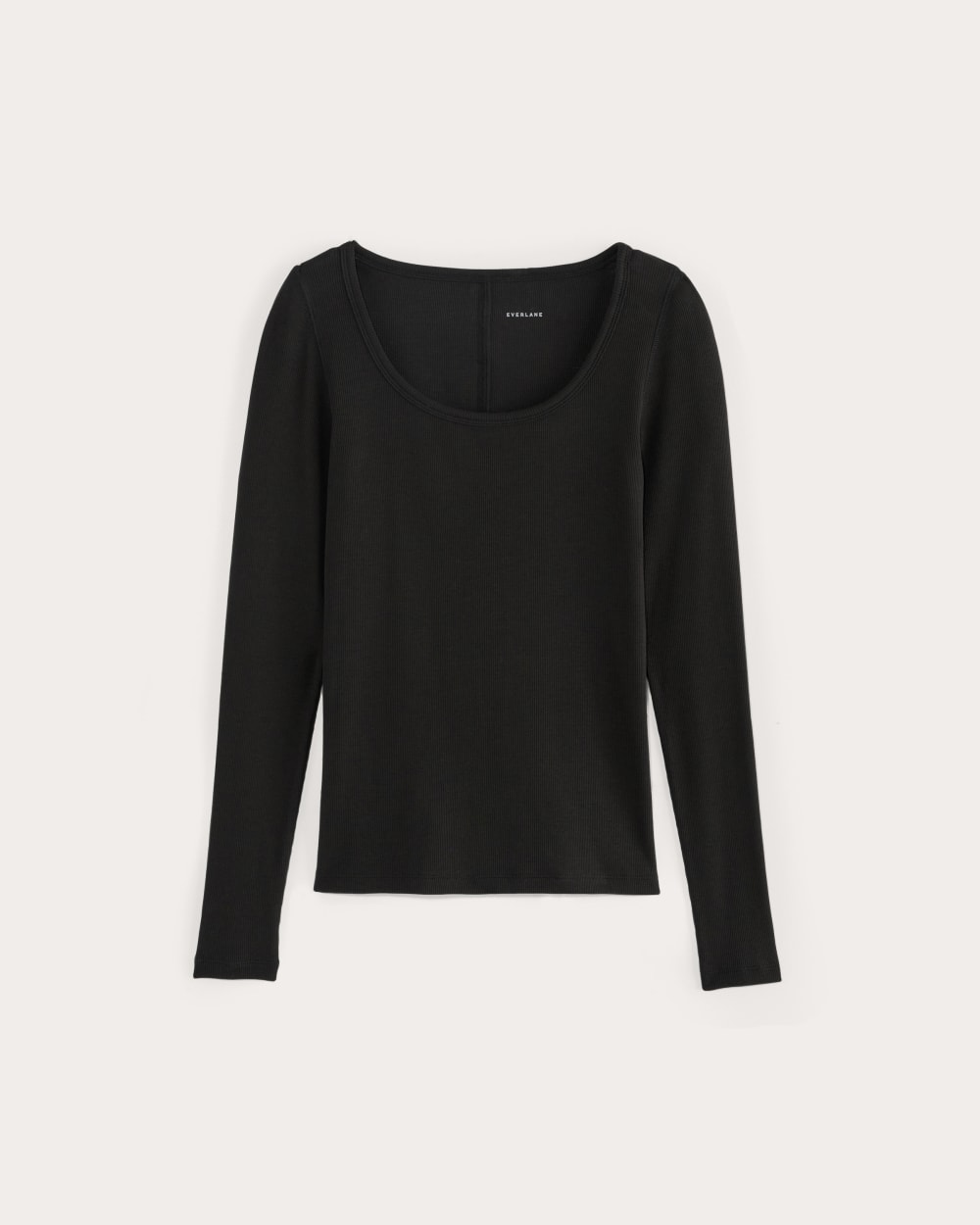 The Luxe Rib Long-Sleeve Scoop-Neck Tee in Black — alternate view