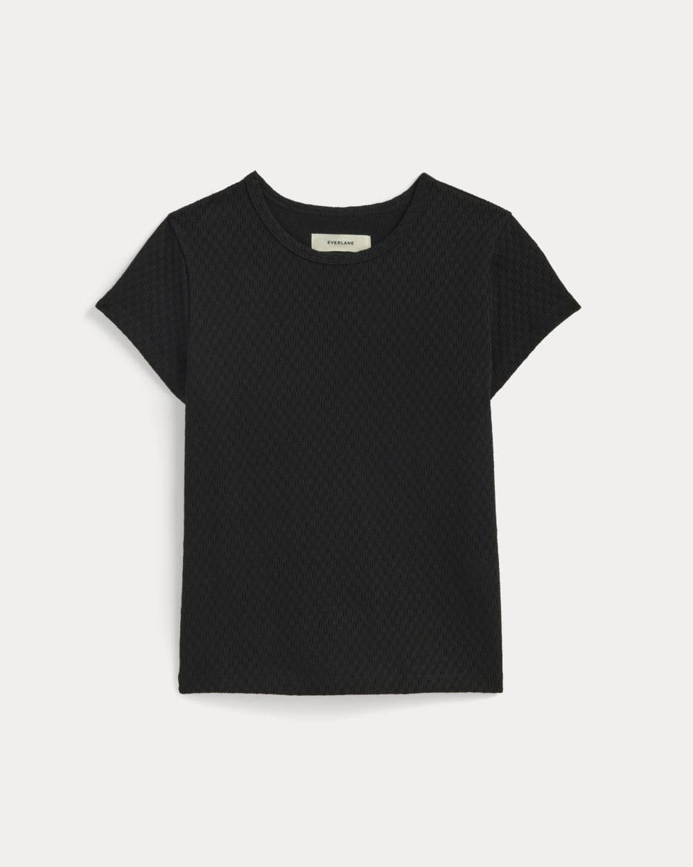 The Pointelle Short-Sleeve Tee in Black — alternate view
