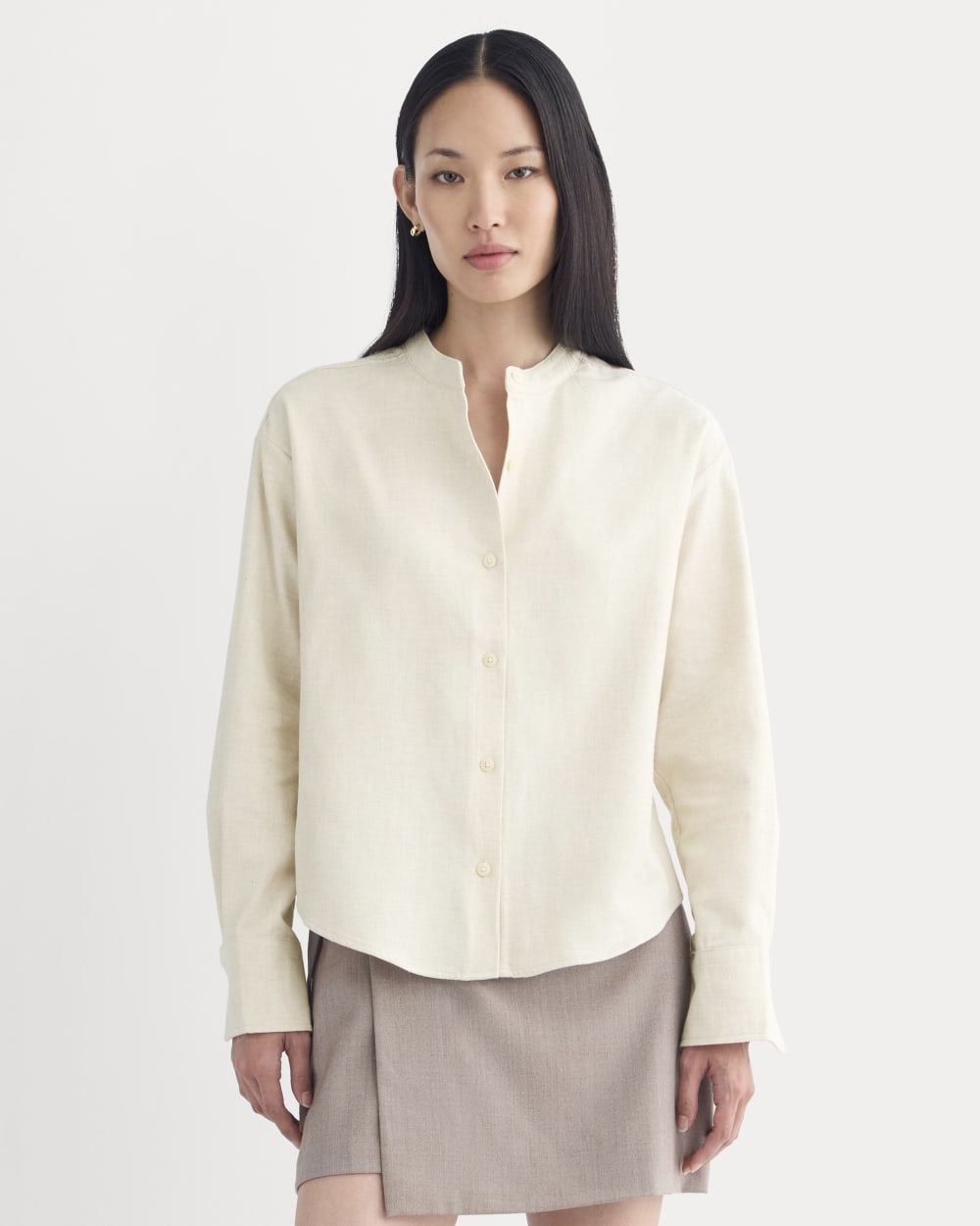 Flannel Shirt in Heathered Oat — front view