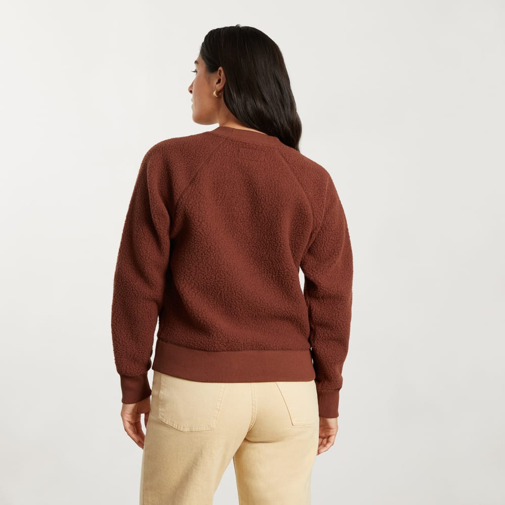 The ReNew Fleece Raglan Sweatshirt in Rosewood — detail view