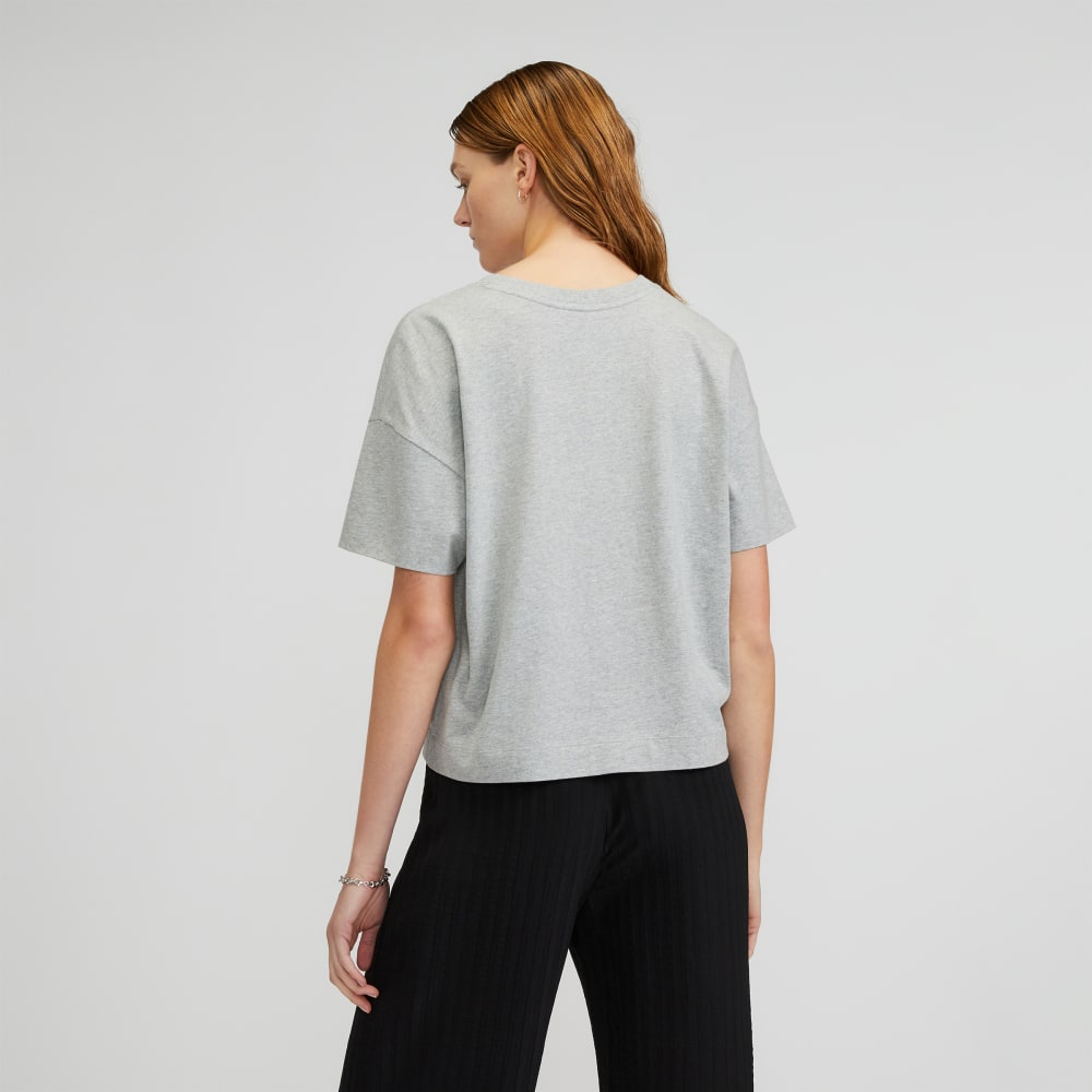 The Organic Cotton Slouchy V-Neck in Heathered Grey — detail view