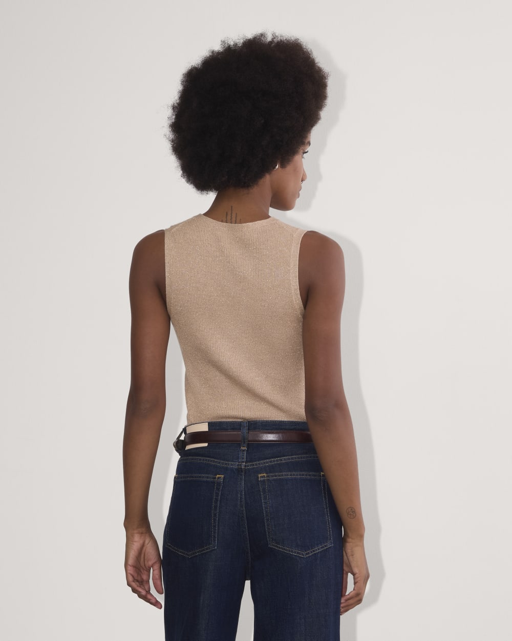 The Tank in Lurex Merino in Rose Gold — detail view