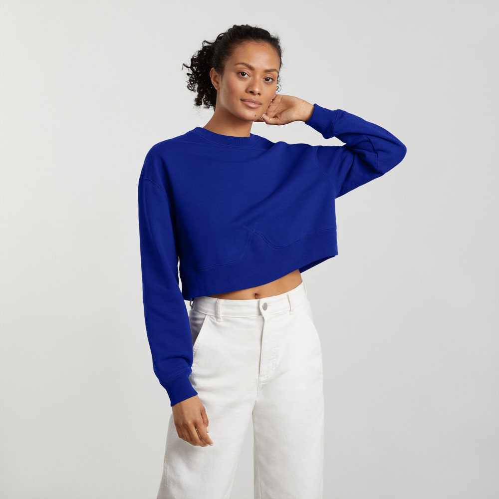 The Organic Cotton Cropped Crew in Cobalt — alternate view