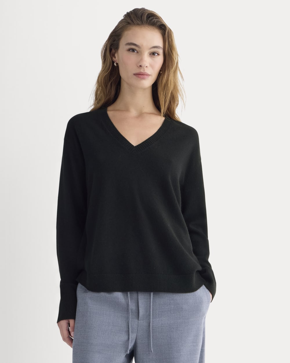 The Classic V in Cashmere in Black — front view