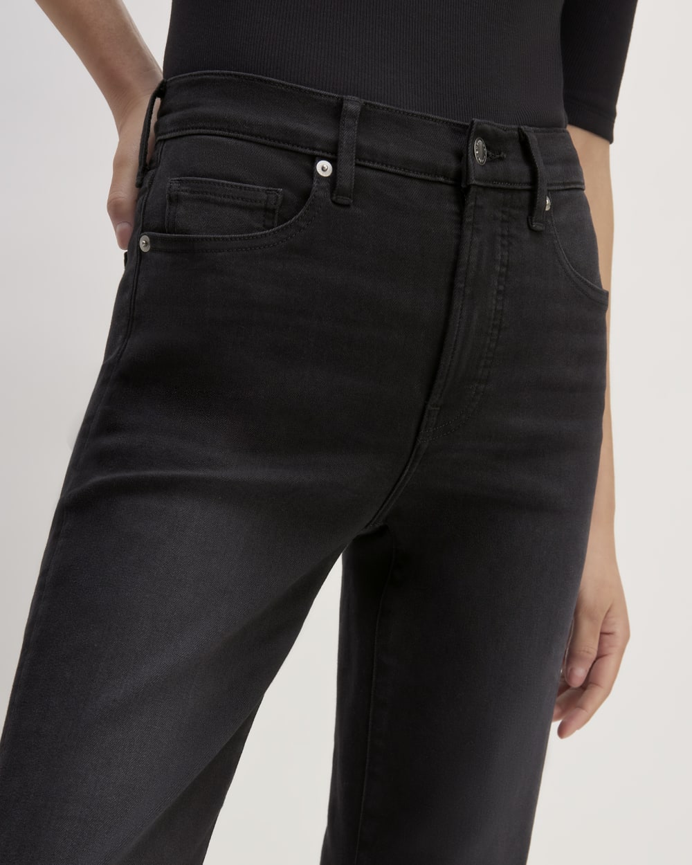 The Kick Bootcut Jean in Faded Black — detail view