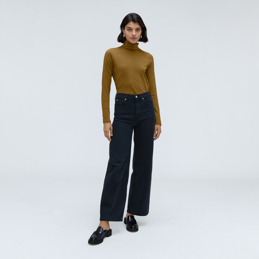 The Organic Cotton Turtleneck in Tapenade — alternate view